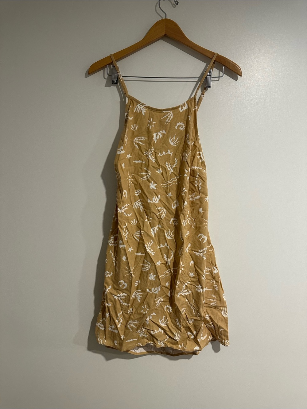 a new day Mustard Floral Spaghetti-Strap Mini Dress
